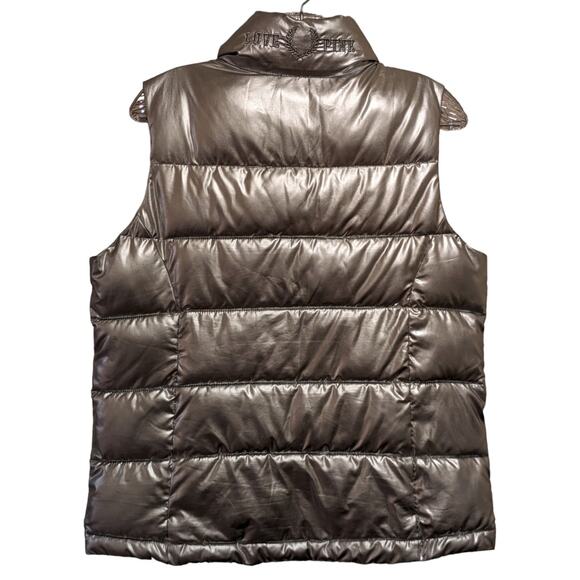 PINK Victoria's Secret Zip Up Puffer Vest Love Pink Silver Metallic Women's M - Picture 3 of 11